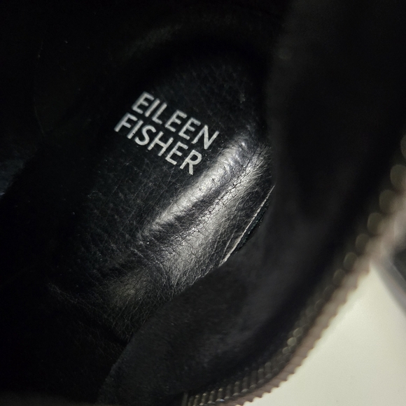 Eileen Fisher Harper Black Suede Bootie Minimalist Chunky Capsule Size 9 1/2 - Picture 4 of 12